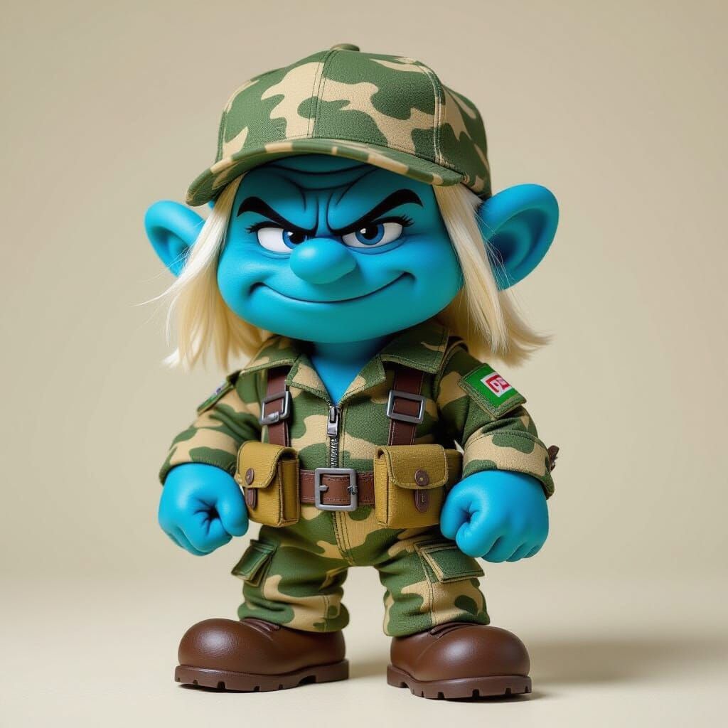 Grouchy Smurf Ready for Action in Camo