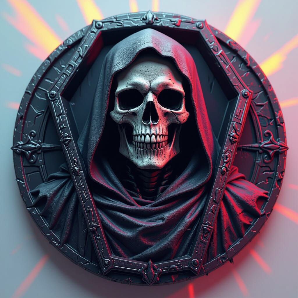 Grim Reaper in Coffin Bas Relief Coin