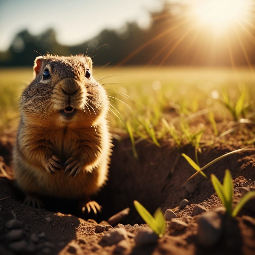 Gopher Embracing Warmth in Cinematic Golden Hour