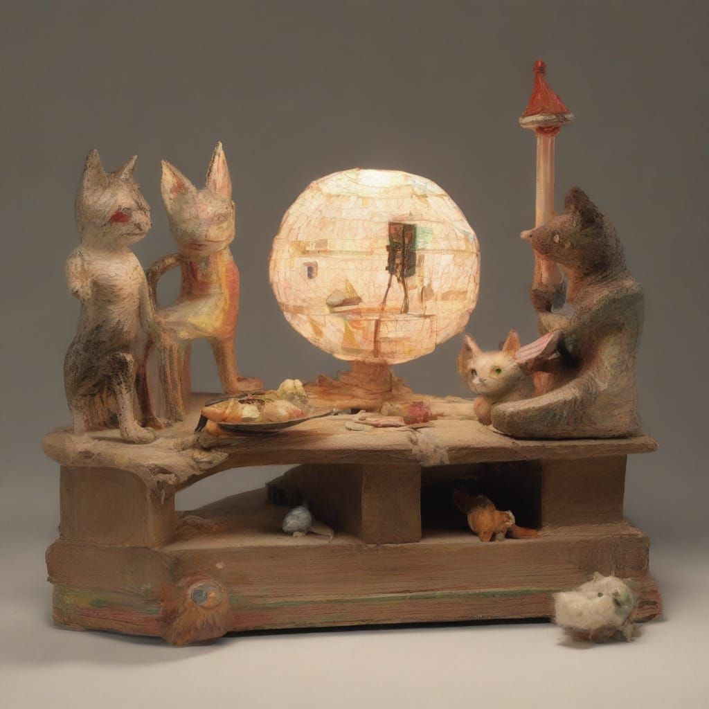 Cat Refracting Light Through a Prism