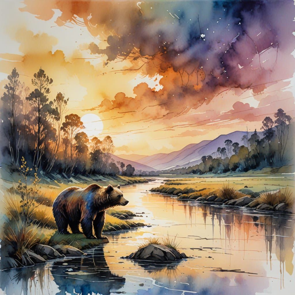 Sunset River Valley Serenity