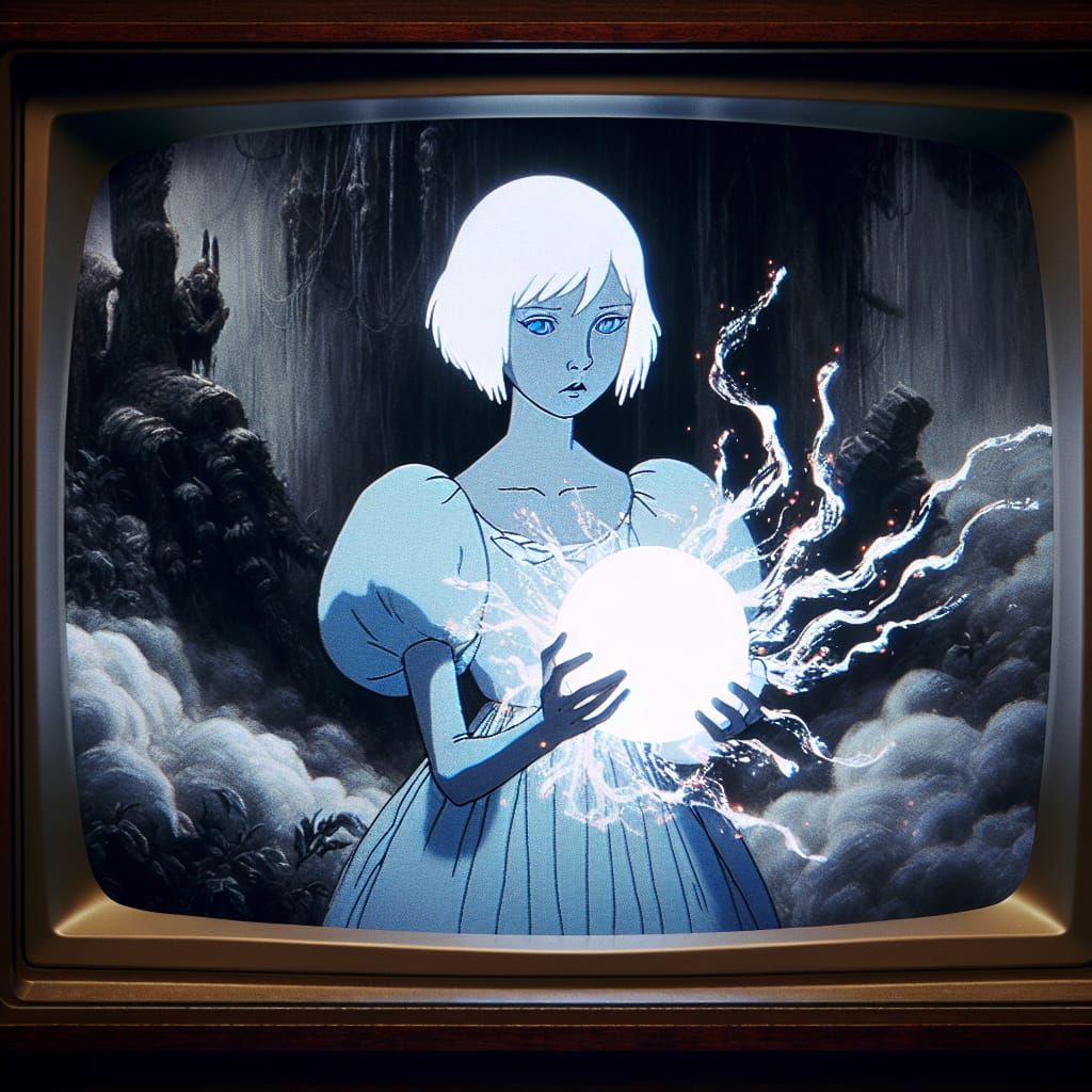 Vintage Princess in Dark Jungle Ruins