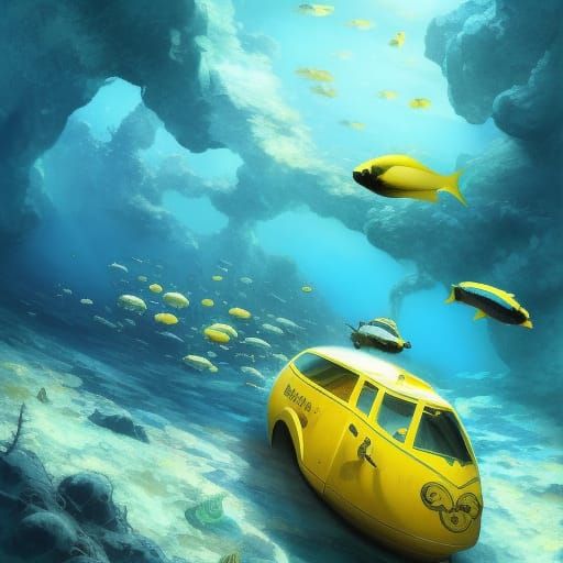Yellow Submarine in a Vibrant Underwater World