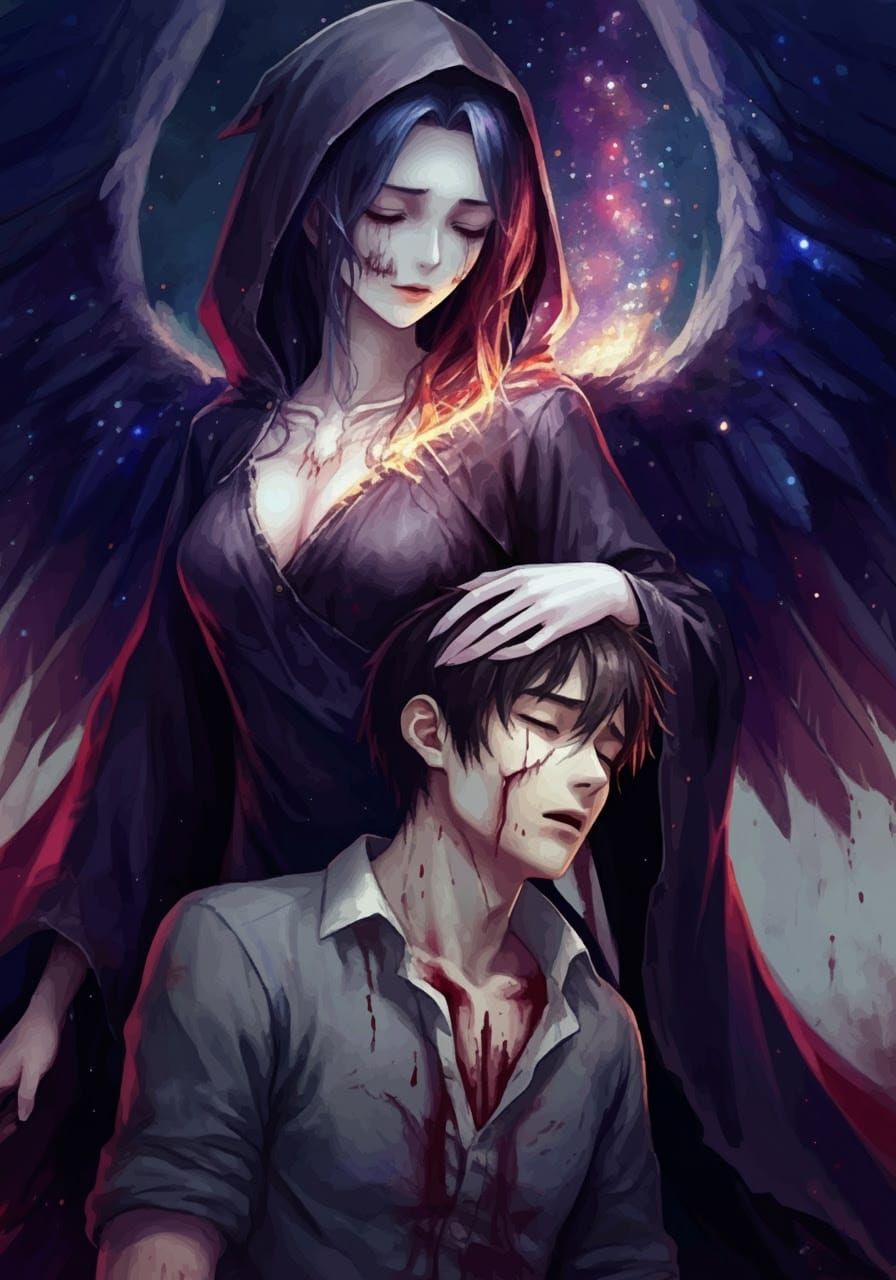 Angel of Mercy in Impressionist Anime Style