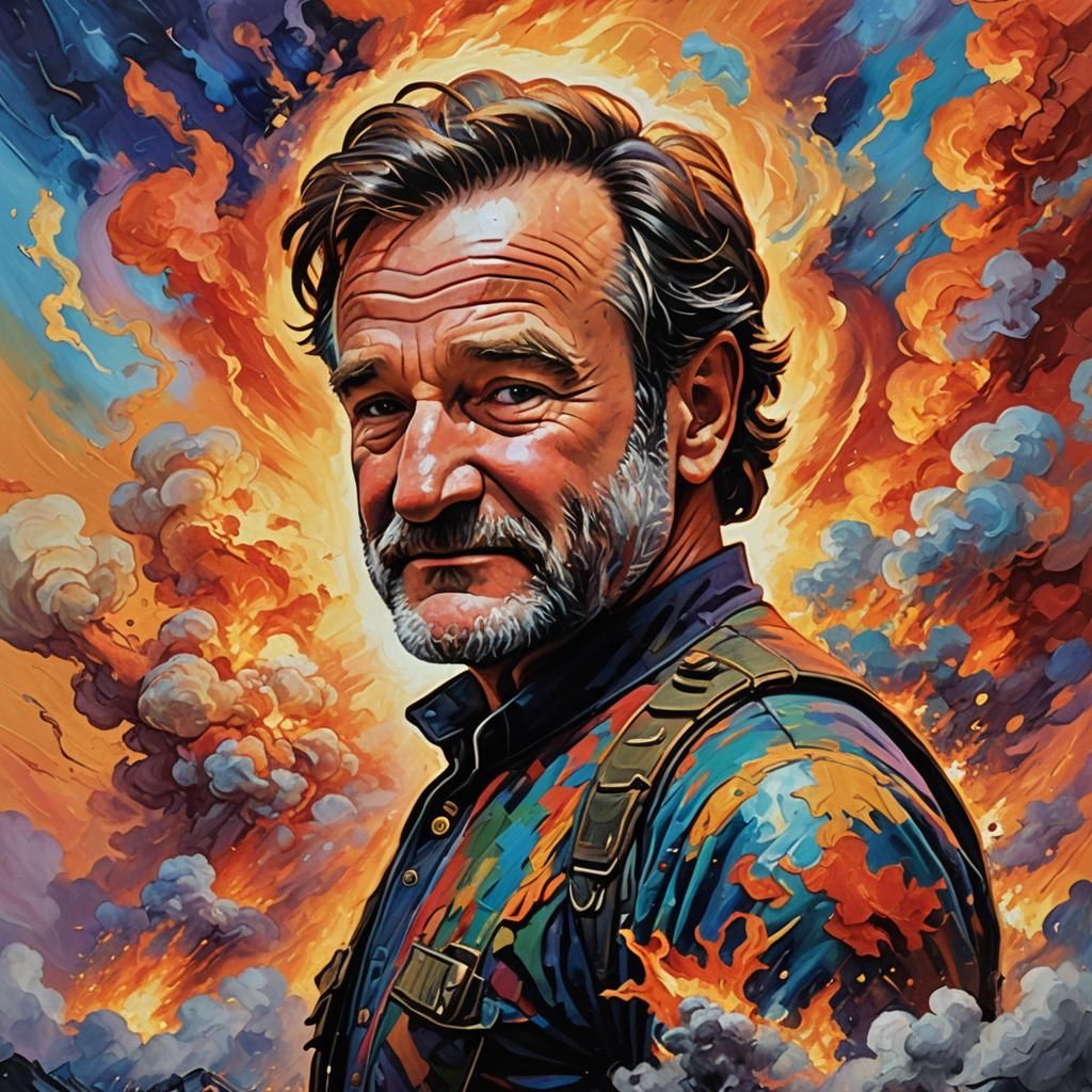 Epic Superhero in Wasteland Sunset: Expressionist Oil Painti...