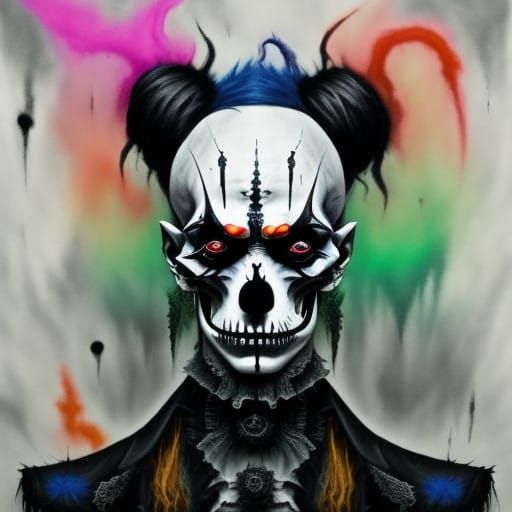 Vibrant Multicolor Clown Face Drawing