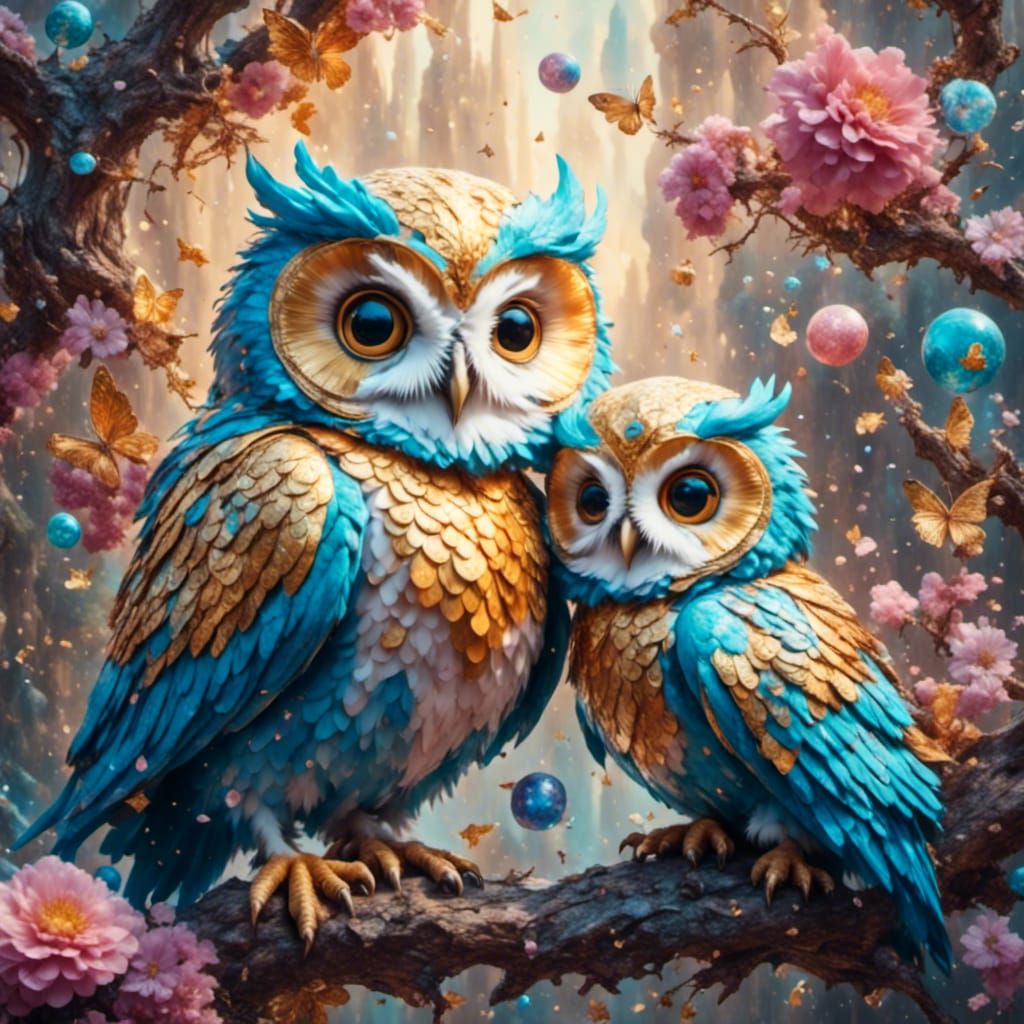 Mother owl and baby owl 2