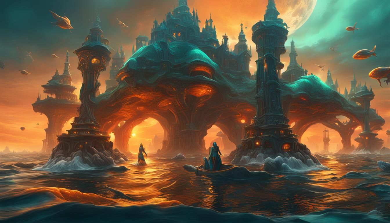 Alien Women Diving in a Turquoise Sea