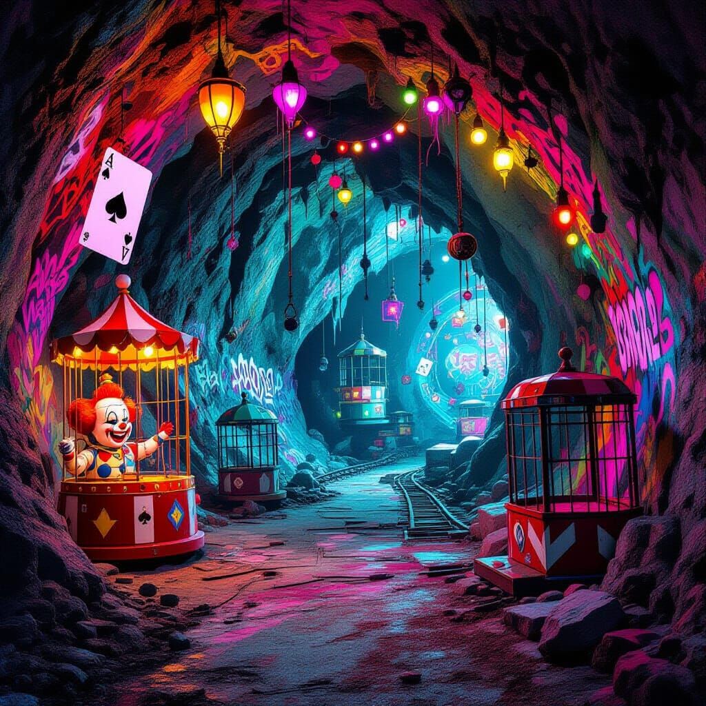 Villain Lair in Neon Graffiti Cavern
