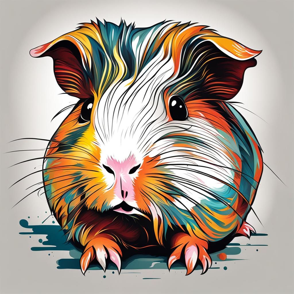 Abstract Guinea Pig Art in Complementary Colors