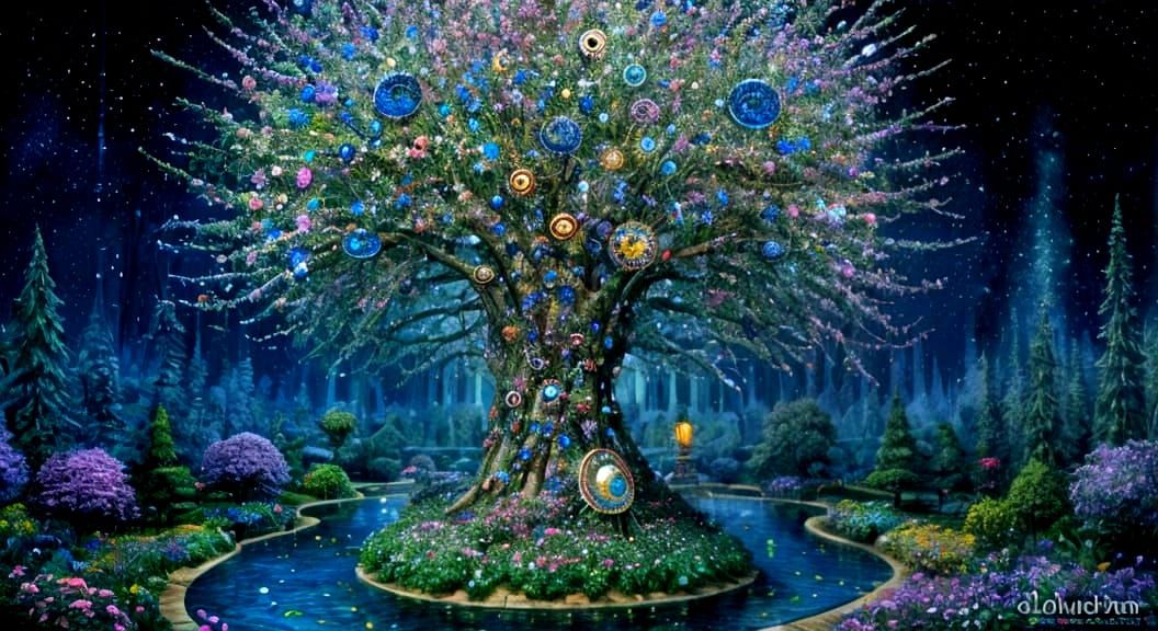 Crystal Geode Garden in Epoxy Resin, 3D Render