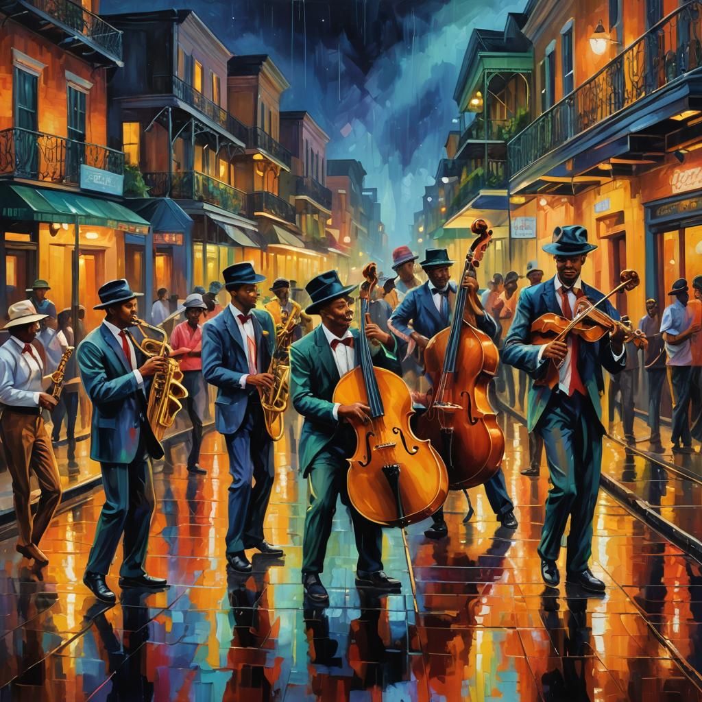 New Orleans Nightlife as Oil Painting