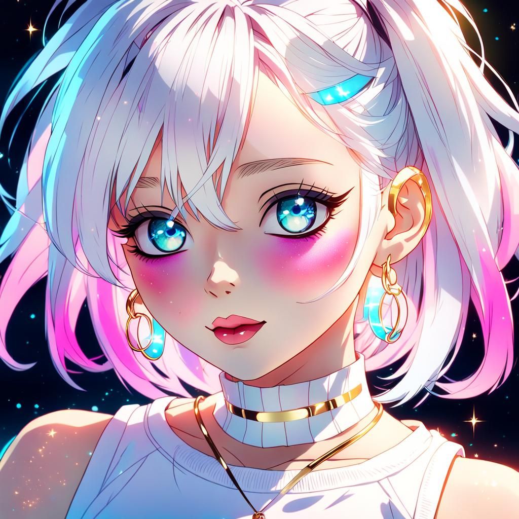 Vibrant Cel-Shaded Anime Girl with Exaggerated Facial Expres...