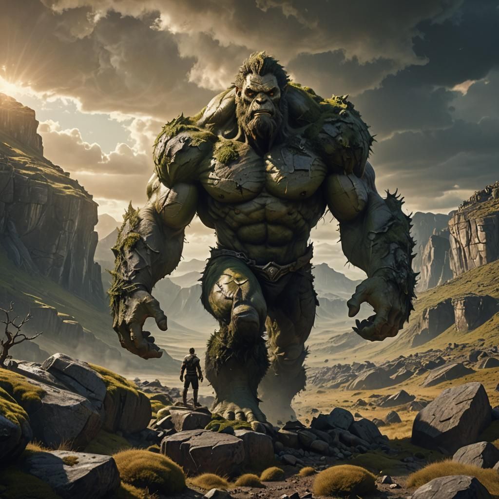 Earth Giant in Barren Landscape Digital Painting