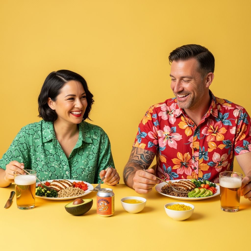 Couple Enjoying Healthy Meal in Vibrant Digital Art Style