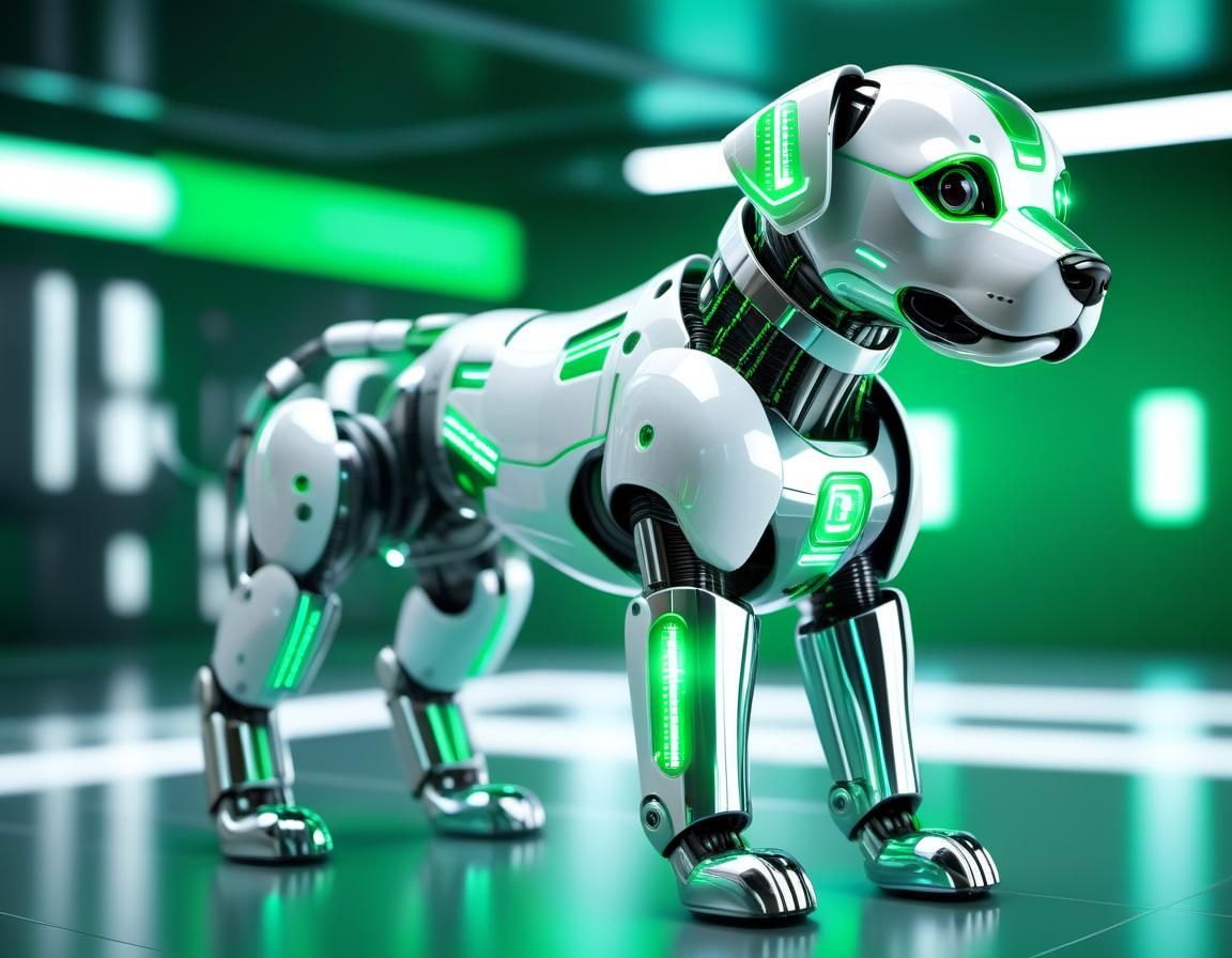 Futuristic Cybernetic Puppy in Sci-Fi Style