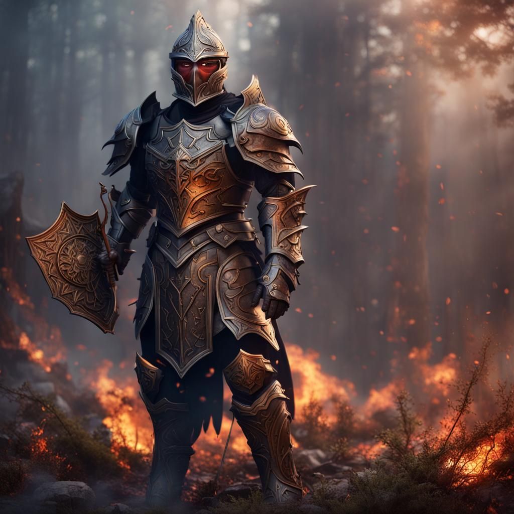 Fire-Resistant Fantasy Armor: Detailed Matte Painting