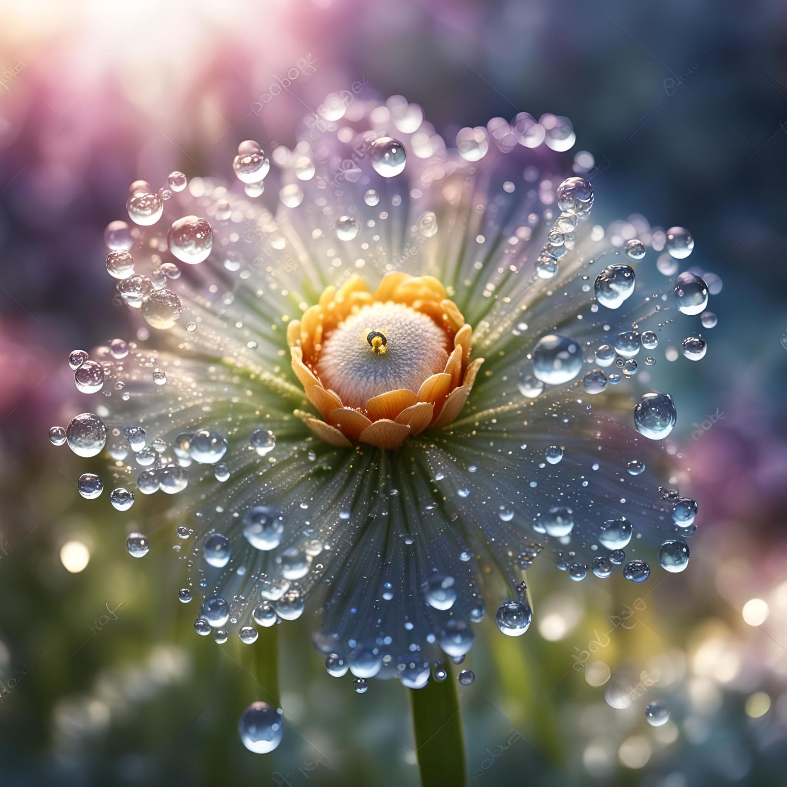 Dew-Kissed Flower Reflecting Sunlight: Dreamcore Fantasy