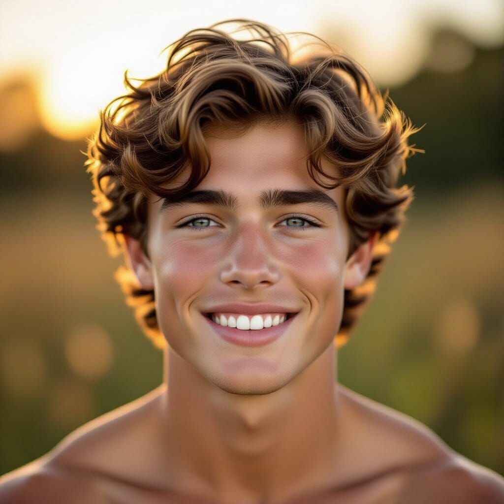 Photorealistic Portrait of Friendly Teen Boy