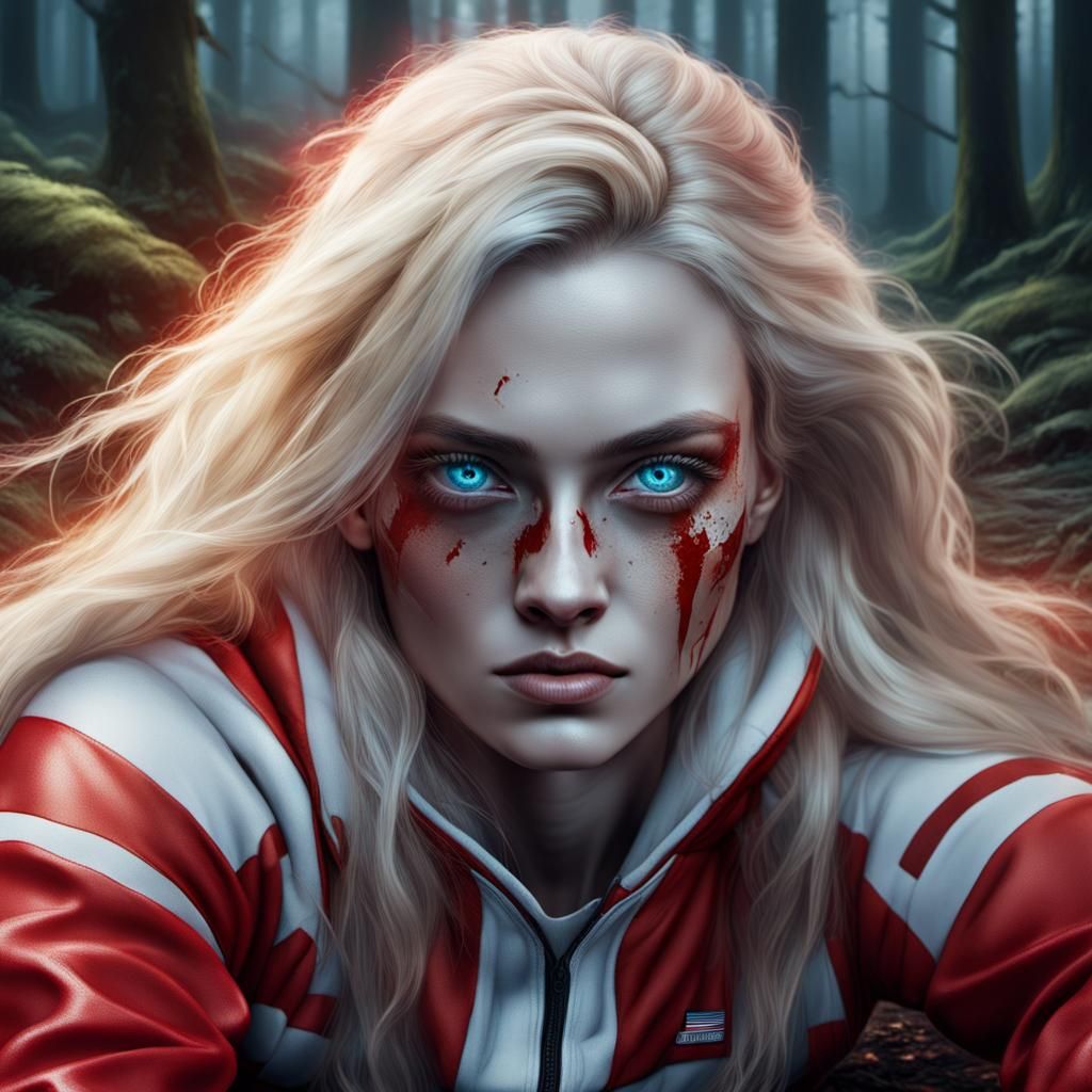 Wounded Teenager in Wilderness: Dramatic Digital Painting