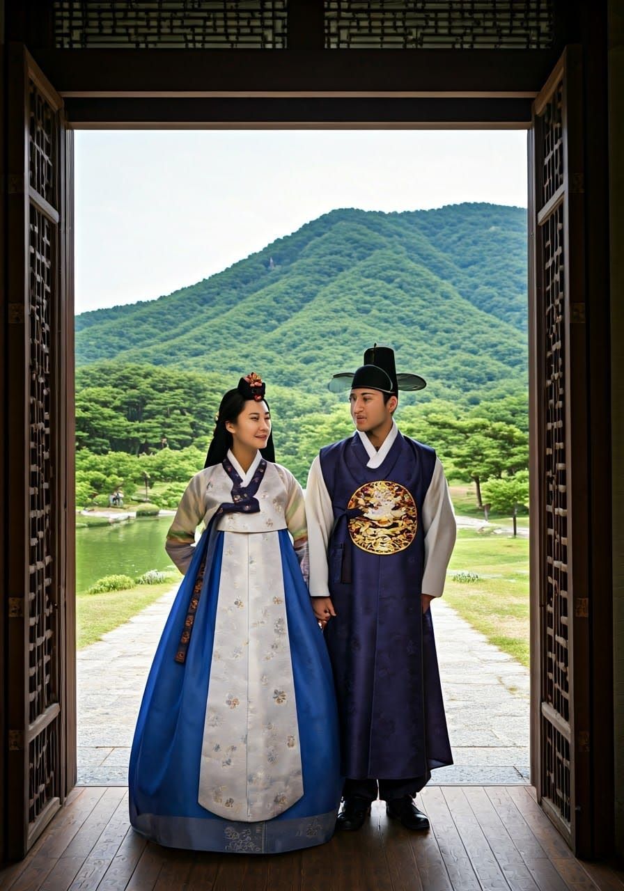 Traditional Korean Wedding in Vibrant Hanbok Style