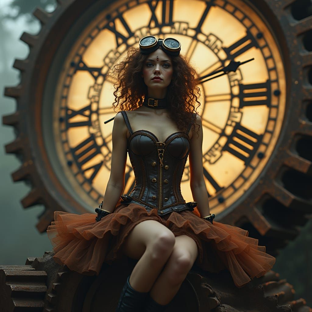 Steampunk Girl in Elegant Victorian-Inspired Gear