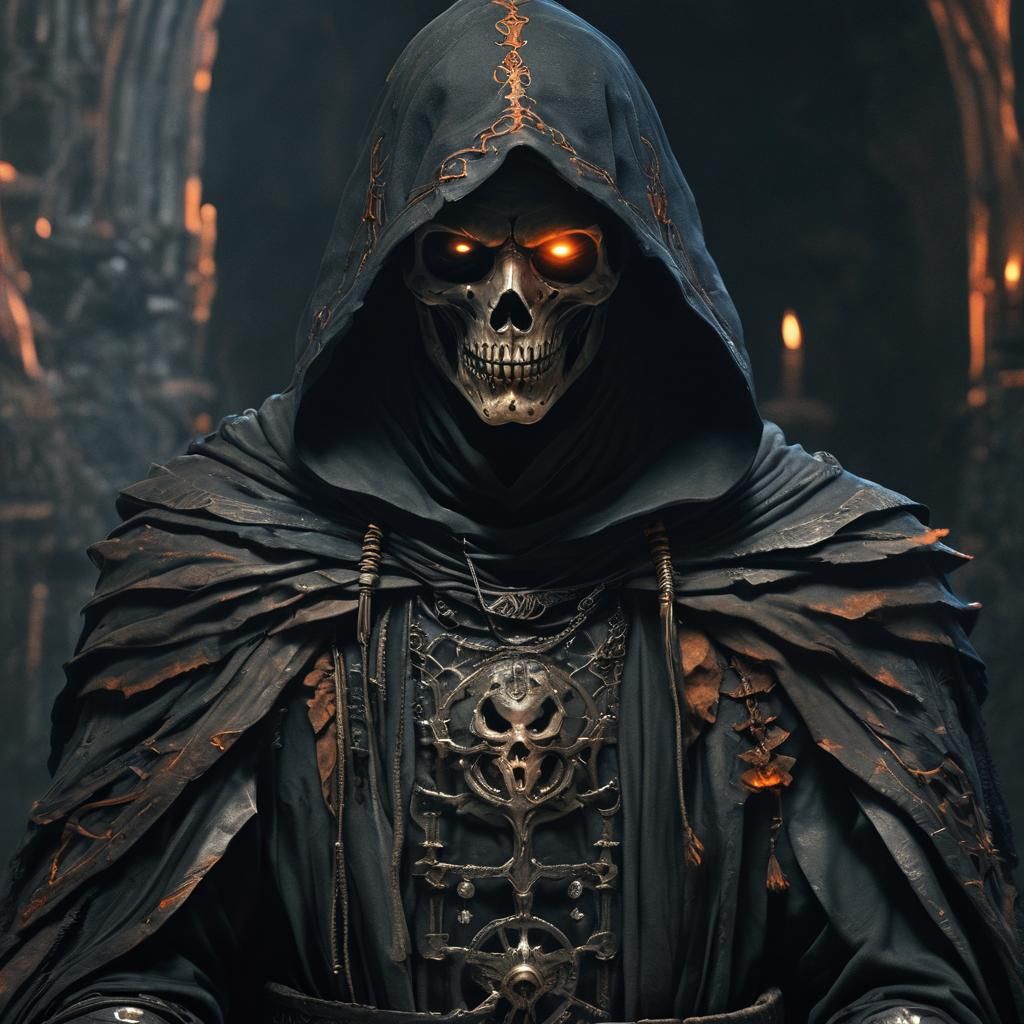 Dark Fantasy Lich Concept Art in Moody, High Contrast Style