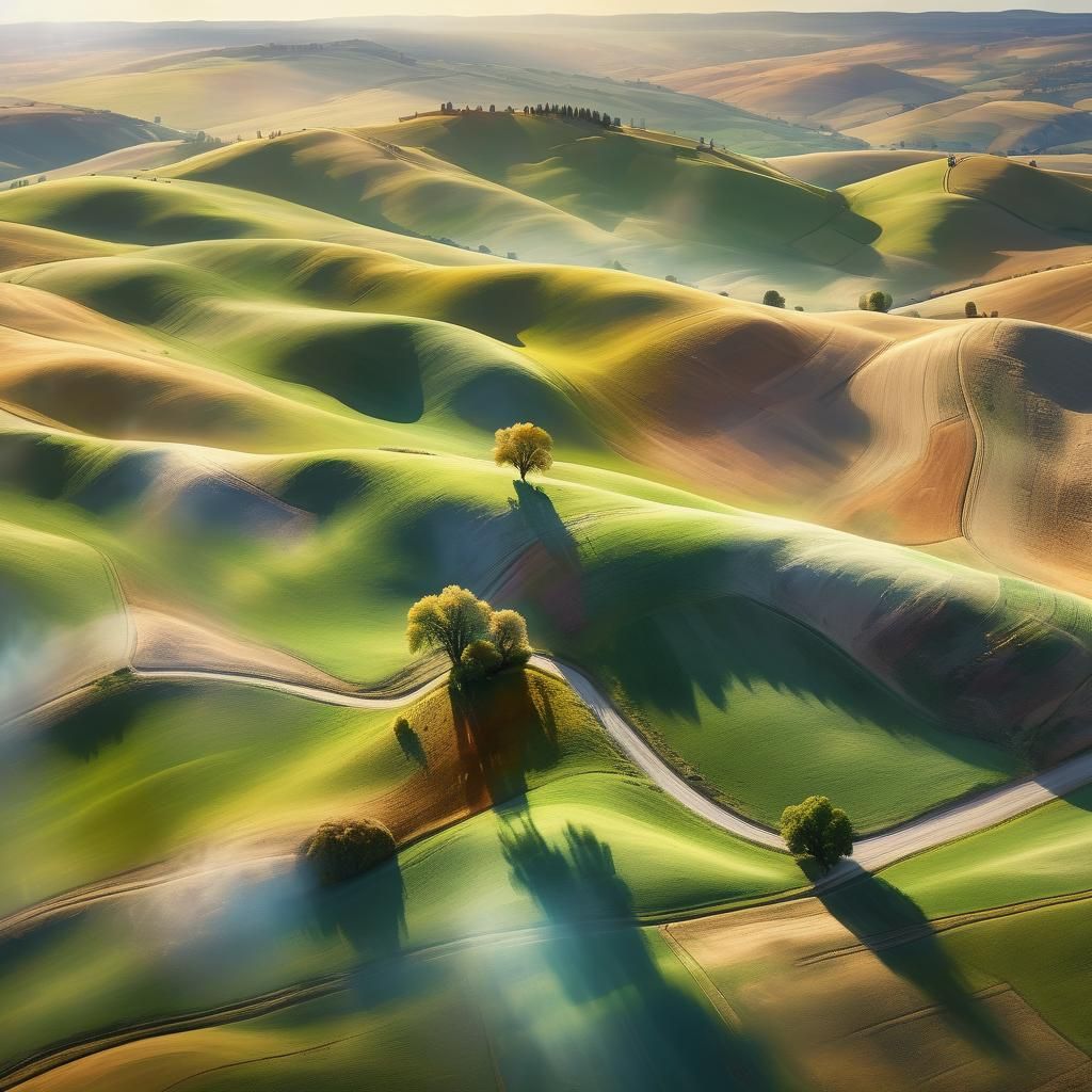 Golden Lit Landscape as Detailed Oil Painting