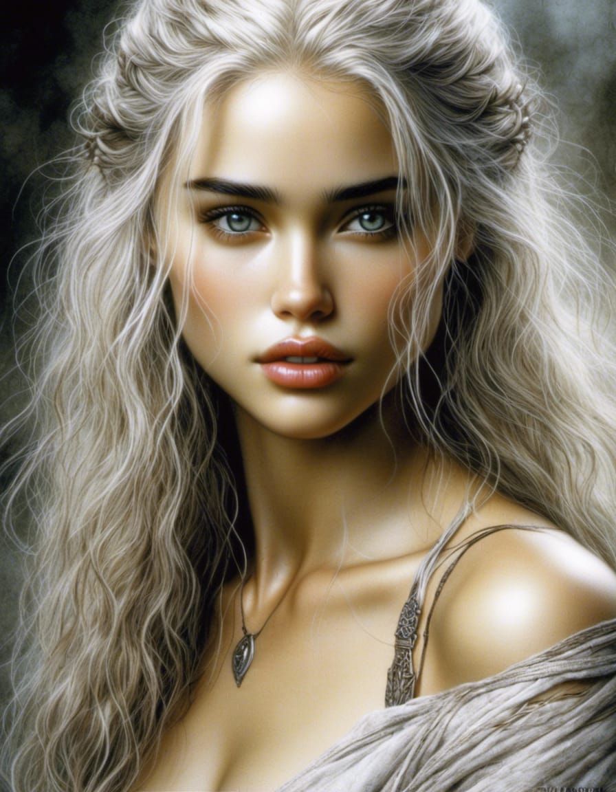 Detailed Portrait of Daenerys Targaryen by Luis Royo