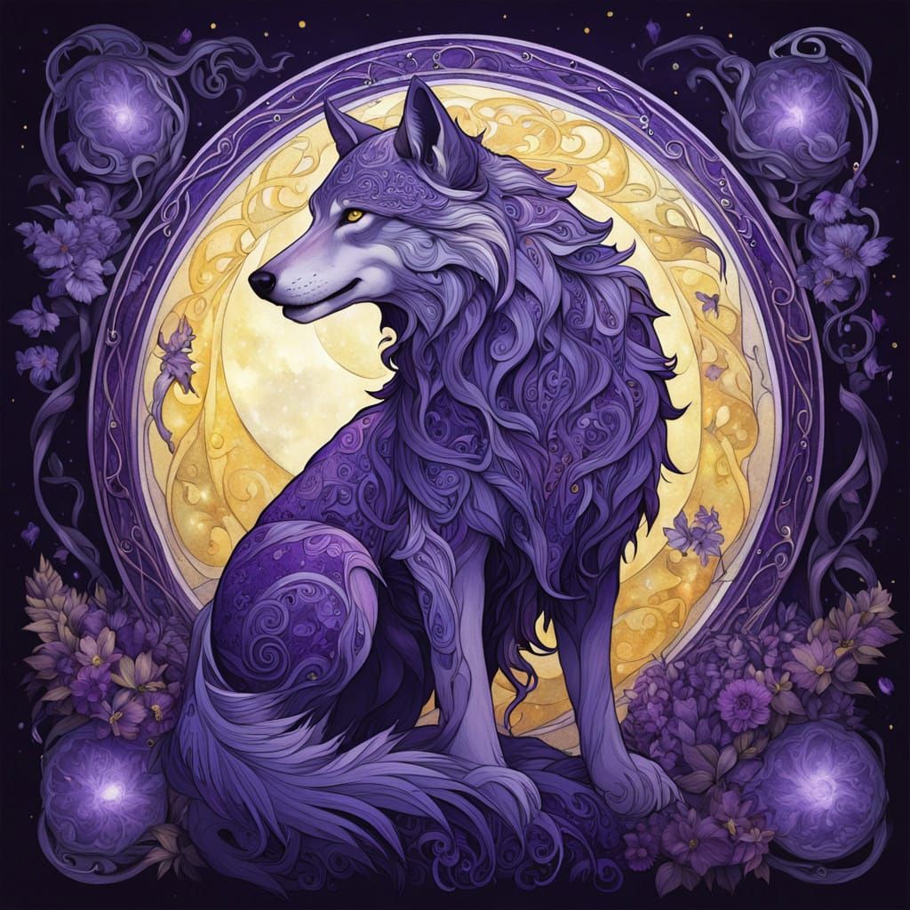 Lupine Goddess Emerges from Ethereal Shadows