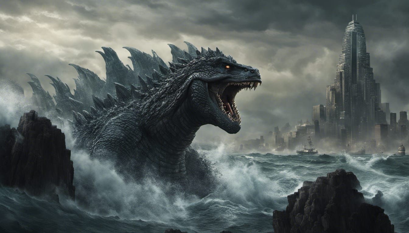 Terrifying Godzilla: Humongous Ocean Monster in Digital Pain...