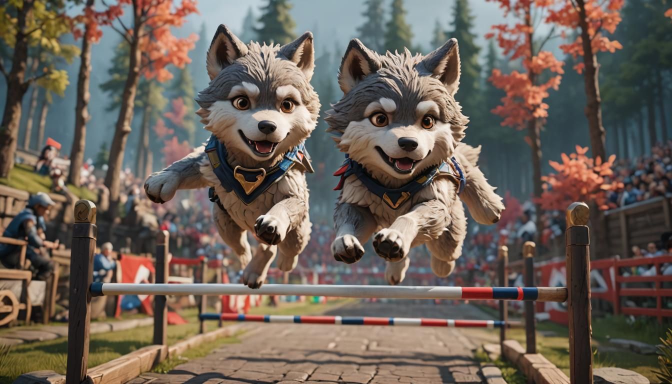 Chibi Timber Wolf Jumps Hurdles in Olympics