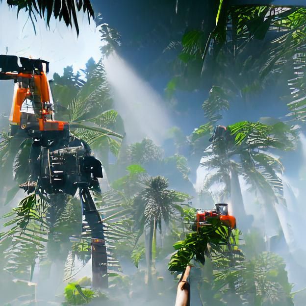 Chainsaw Robot in Jungle Rendered in CryEngine