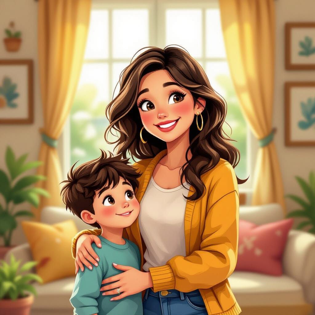 Loving Sister and Brother: Whimsical Illustration