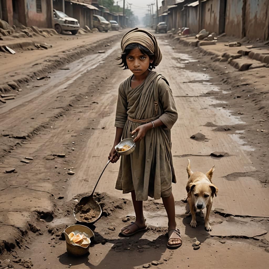 A Young Girl's Compassionate Gesture in a Desolate Indian St...