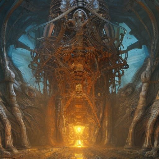 Devastated Quantum Machine, Detailed Horror Masterpiece