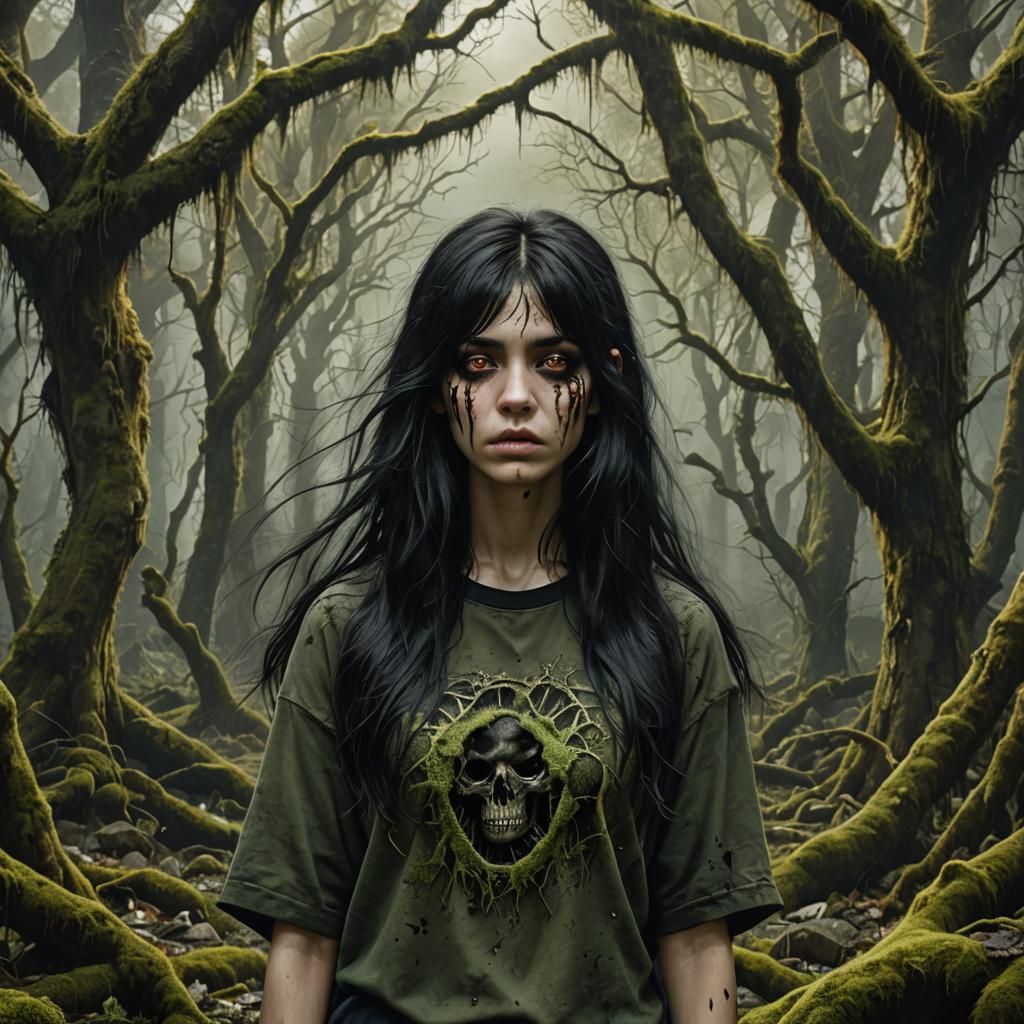 Moss Covered Zombie Goth Teen Portrait
