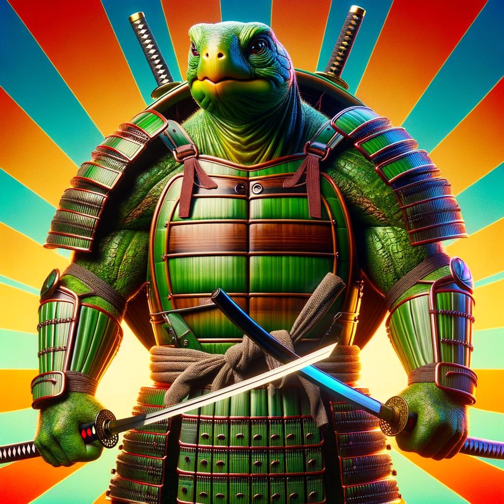Samurai Tortoise Warrior in 3D Digital Art Style