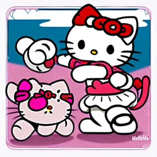 Hello kitty cat fight