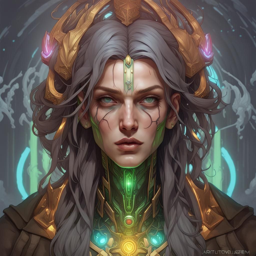 Techie Slime Warlock AI Worshipper Portrait