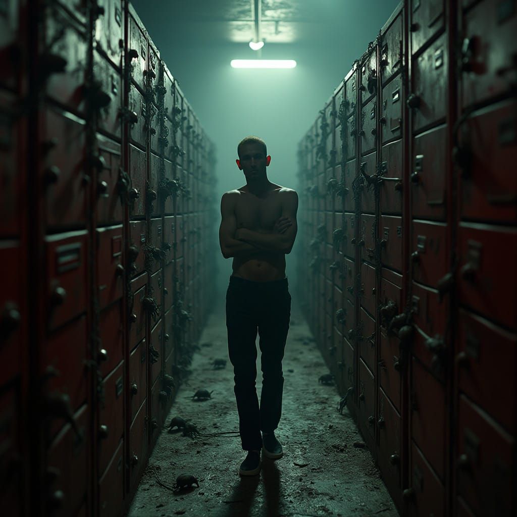 Eerie Office Labyrinth in Cinematic Darkness