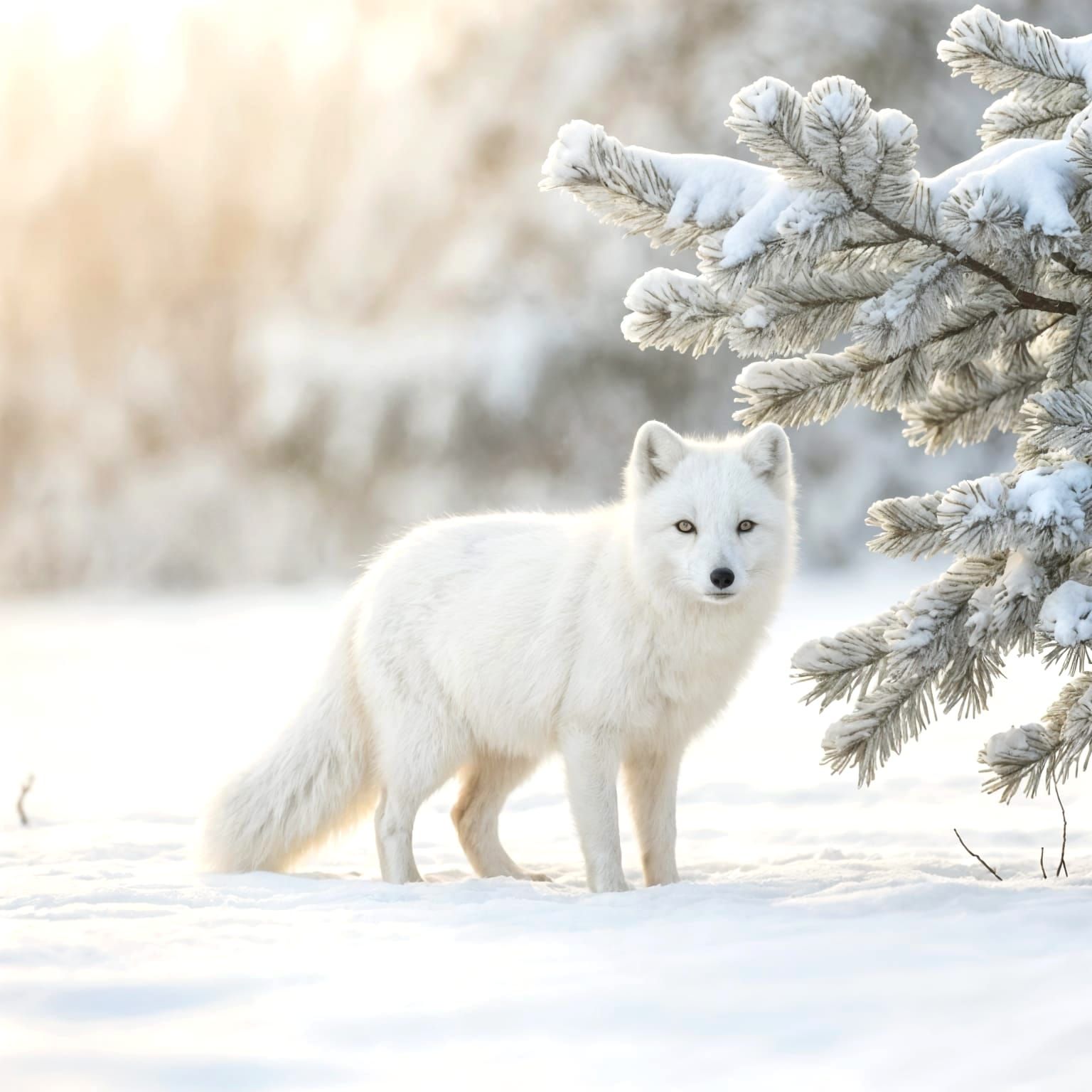 Arctic Fox in Snowy Scandinavian Morning