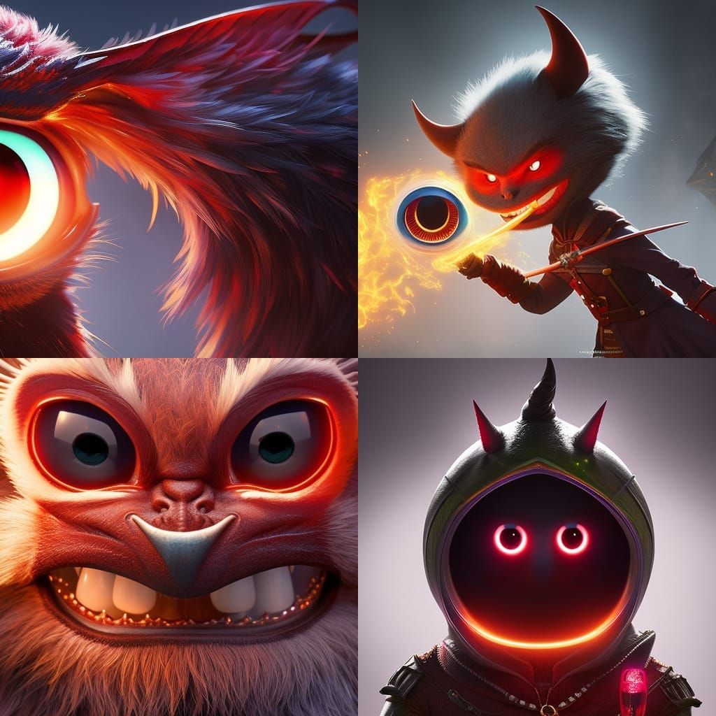 Adorable Demon Wizard Portrait in Detailed 3D Style