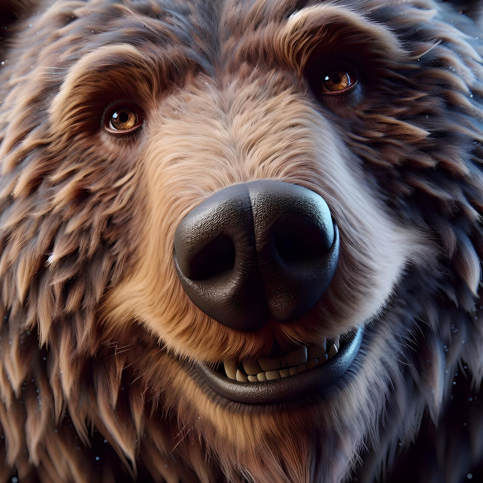 Happy Grizzly Bear Face: Fantasy Concept Art