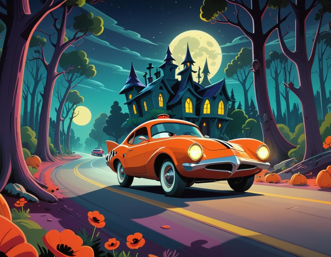 Creepy Coupe in Spooky Forest, Hanna-Barbera Style