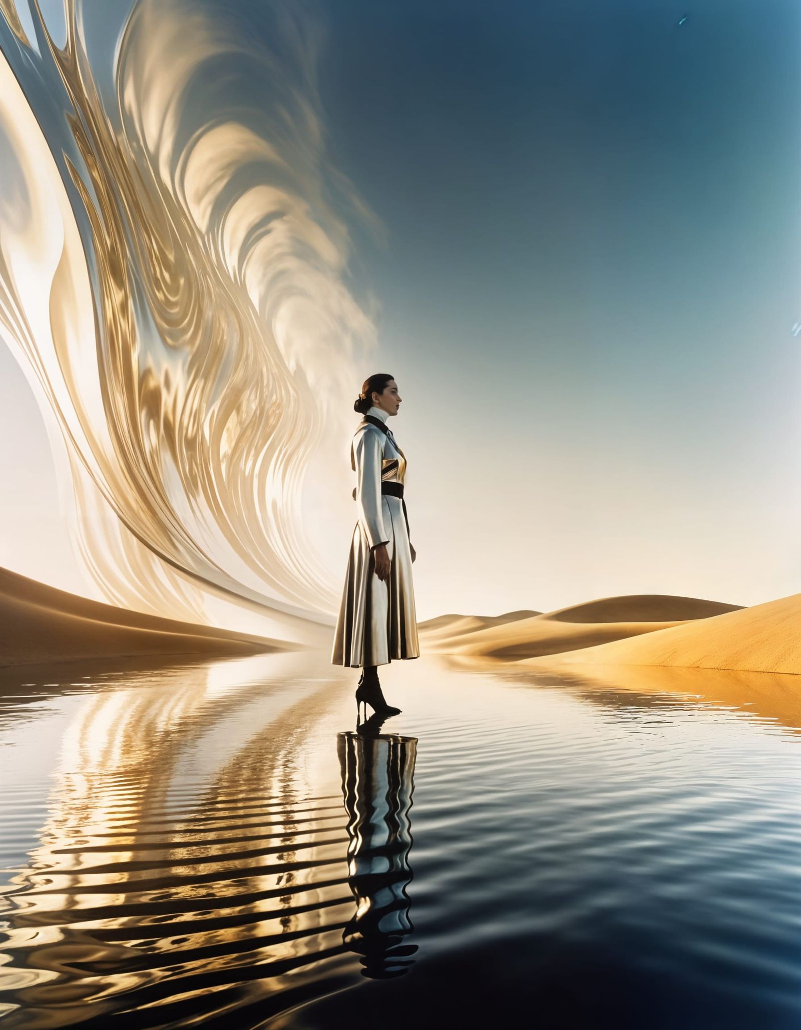 Dreamlike Silver Rivers in Surrealist Style