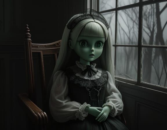 Disturbing Doll in Dark Room, Surrealism Art