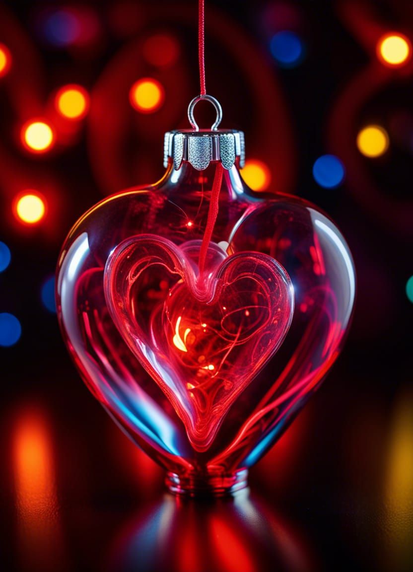 Heart-Shaped Glass Ornament with Plasma Lights
