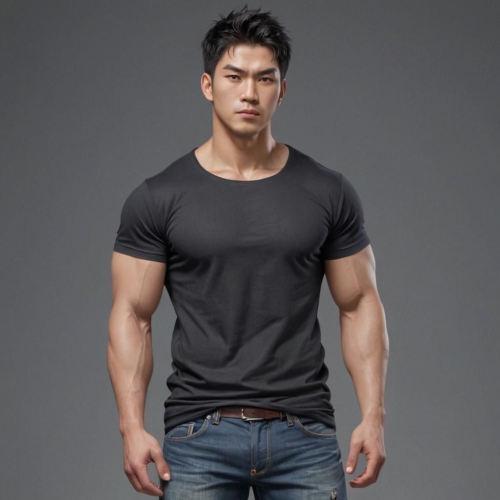 Muscular Mixed-Race Man: 3D Anime Art Portrait