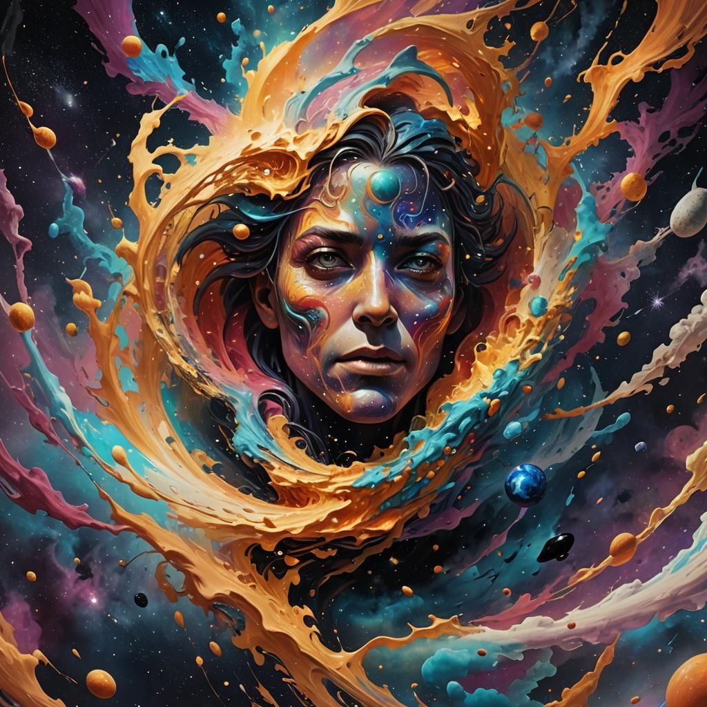 Hyperrealistic Cosmic Entity in Swirling Celestial Storm